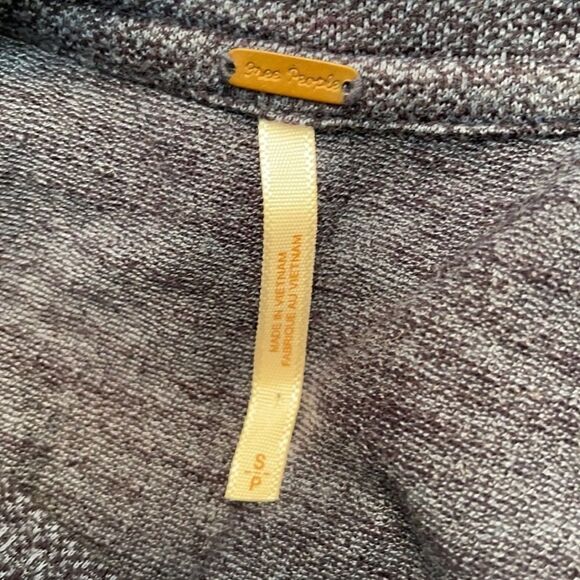 Free People Puff Sleeve Heathered Blue Tee Sz S - Picture 10 of 11